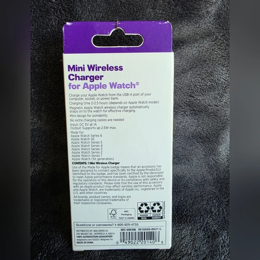 New Infinitive Mini Wireless Charger for Apple Watch, white with USB - A portal